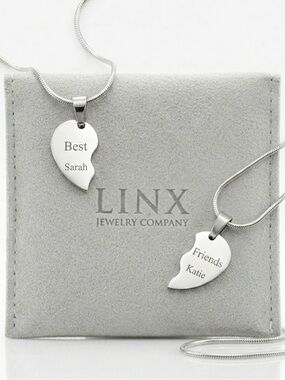 Matching Personalized Linx Best Friends Heart Halves Charms and Necklaces